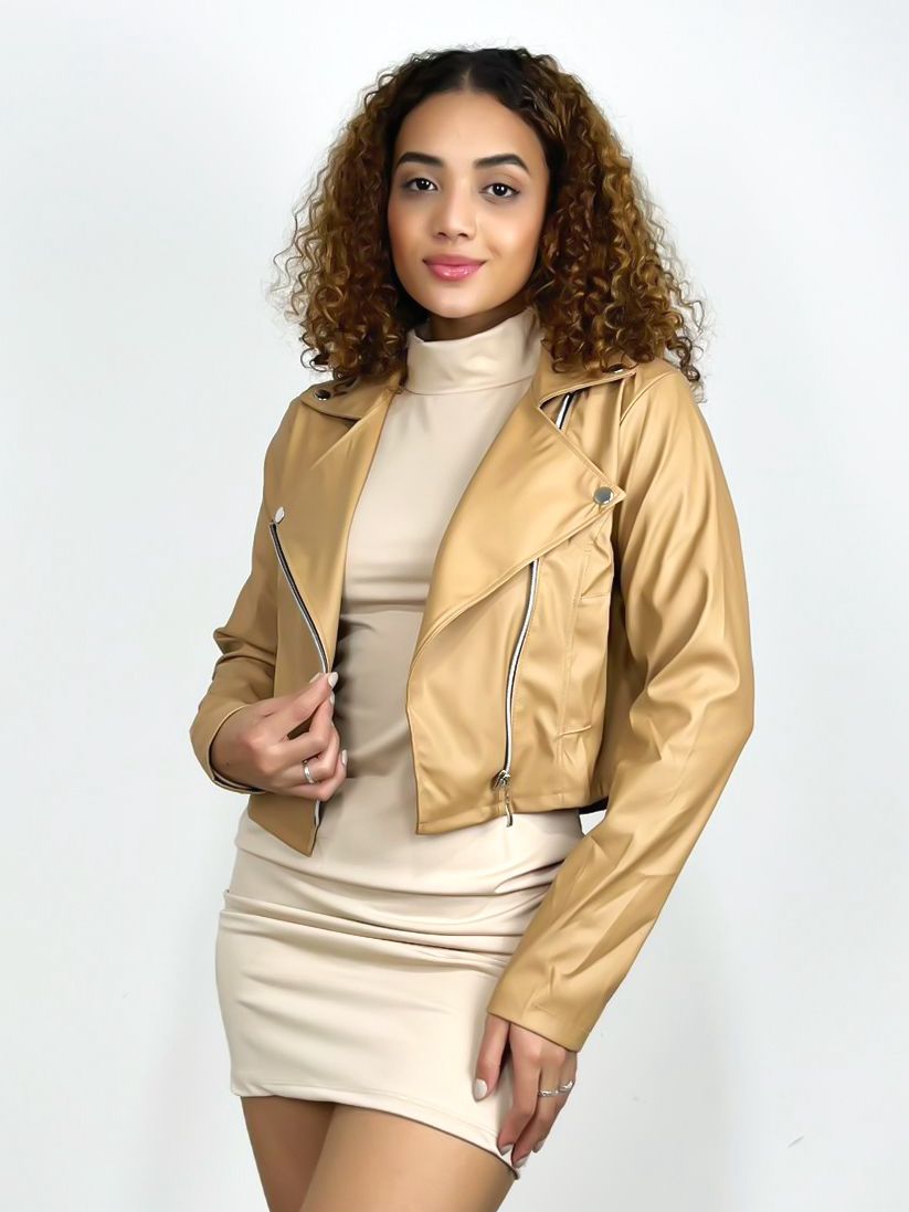 Jaqueta Feminina Biker em Courino Detalhe Frontal Ref. 660