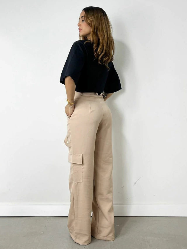 Calça Feminina Alfaiataria Pantalona Carpenter Cargo  Ref. 973