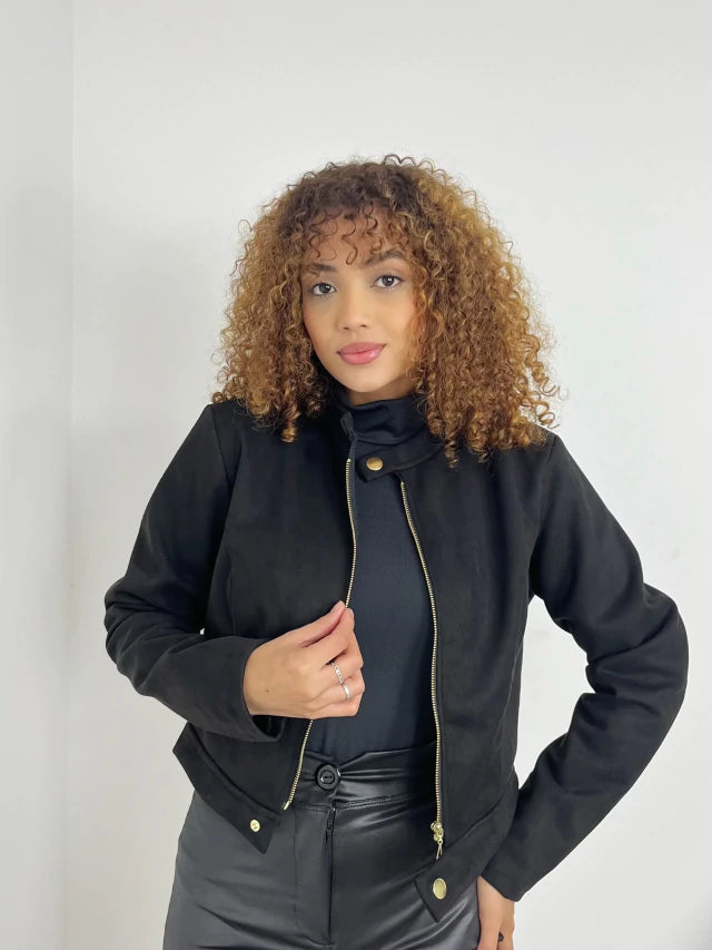 Jaqueta Feminina em Suede com Botão Ref. 1505