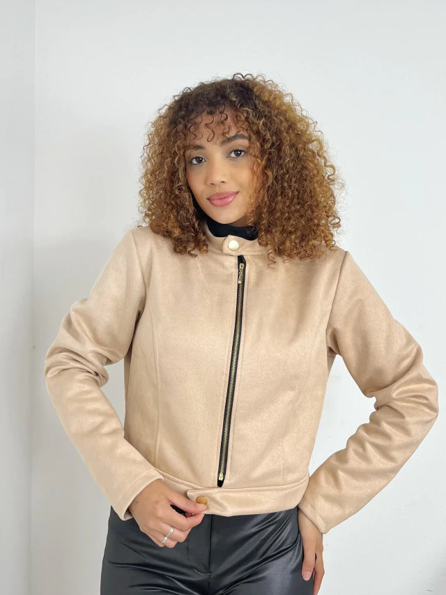 Jaqueta Feminina em Suede com Botão Ref. 1505